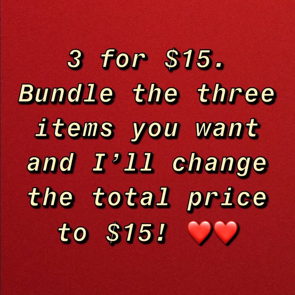 Three items for a total of $15